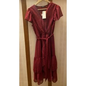 NWT BTFBM A Line Red Lined Dress Women’s Smaller Medium Valentine Slimming